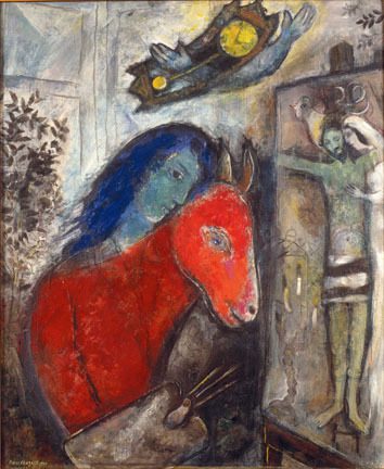Marc Chagall. Self Portrait with Clock (1947). Oil on canvas. 33 78 × 27 78 in. Private collection. © 2013 Artists Rights Soc