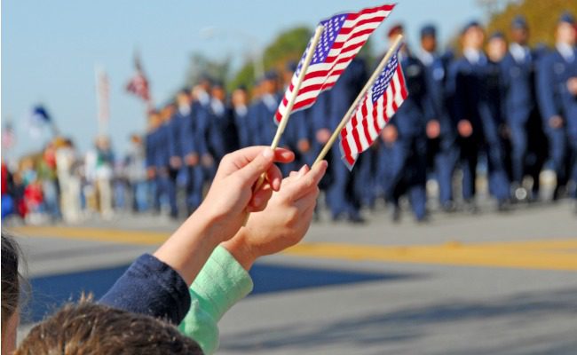 Flags at Veteran's Day Parade